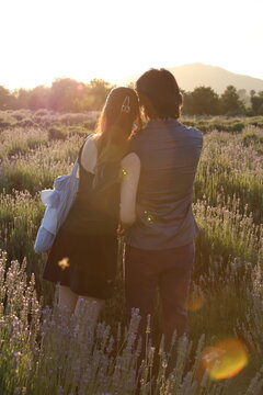 couple in lavender 