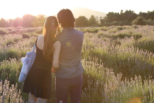couple in lavender 
