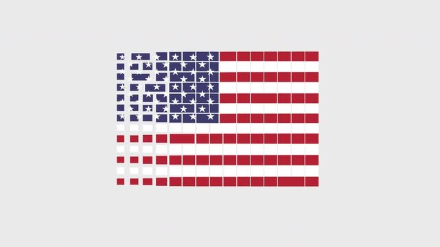 USA Flag Pixel Art Seamless Loop, Premium 4K 60fps Ultra HD United States American Flag Animation