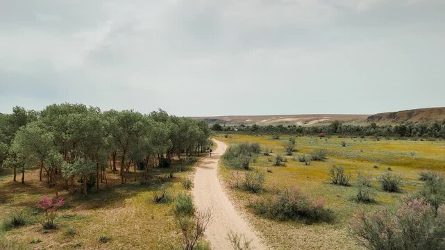 Aerial View of Ili River in South Kazakhstan