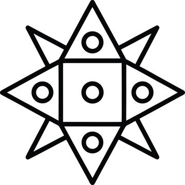 octagram point star black and white vector illustration on transparent background