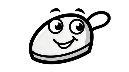 Fototapeta premium Cute smiling cartoon face in flat vector style with thick border.
