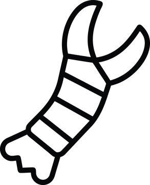 mantis shrimp raptorial claw black and white vector illustration on transparent background