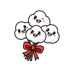 Fototapeta premium Cute cartoon girl with heart balloon in flat vector style.