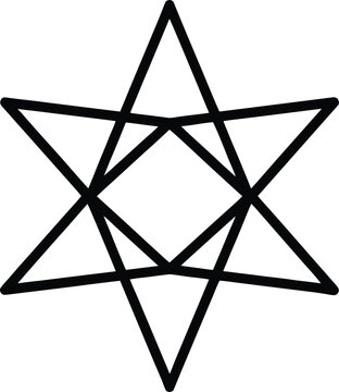 decagram point star black and white vector illustration on transparent background