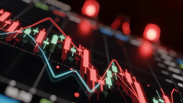 Financial Market Chart with Red and Green Candlesticks