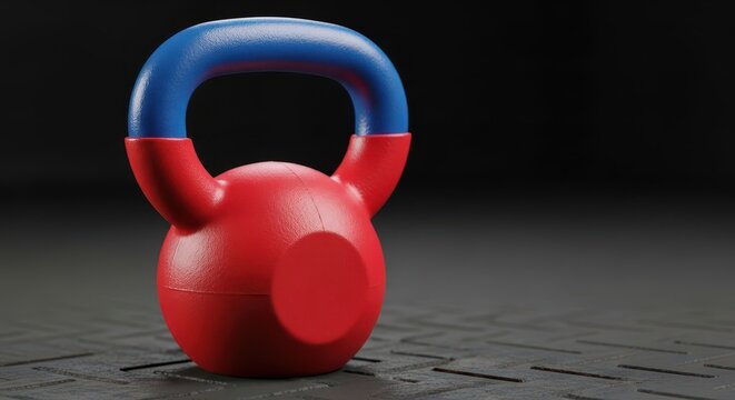 Durable kettlebell resting on a rubber mat ready for a rigorous workout routine focused on building strength, endurance, and overall physical health, routine, mat, physical