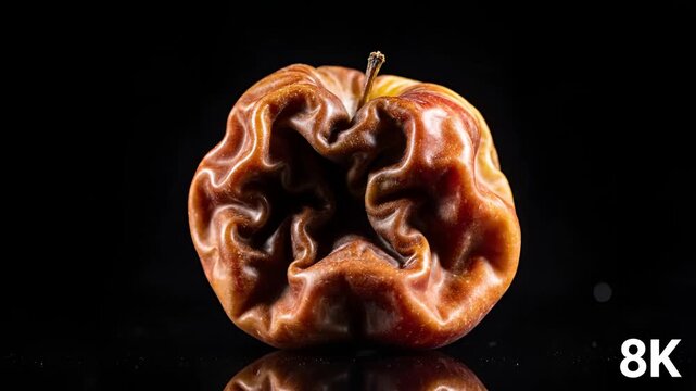 Time lapse of a decaying apple showing the process of decomposition.