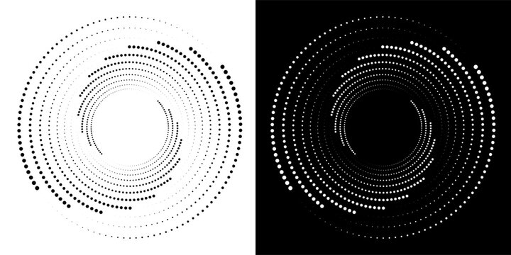 Abstract background with lines in circle. Art design spiral as logo or icon. A black figure on a white background and an equally white figure on the black side.
