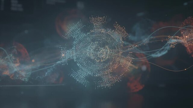 Close medium shot of an innovative broker interface presenting realtime risk scoring and trend analysis for commercial underwriting emphasizing illuminated data points over a hazy