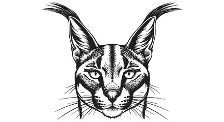 Wild cat head, feline illustration, black and white vector, animal design element © হরি চাঁদের চাঁদ