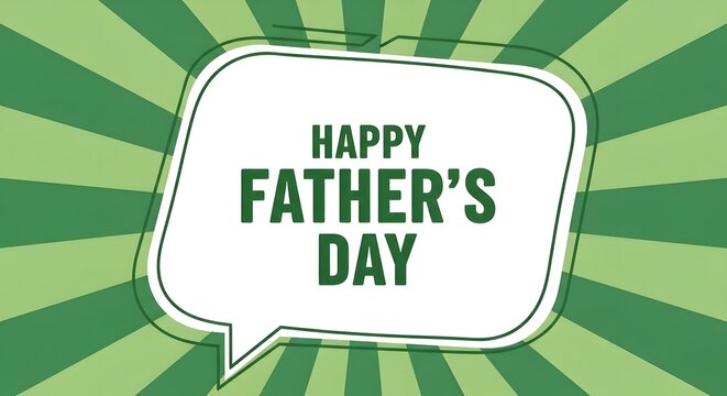 Happy father day greeting card green burst background with text