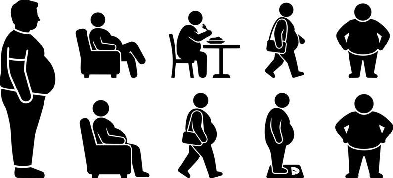 Obesity and Lifestyle Icons Set