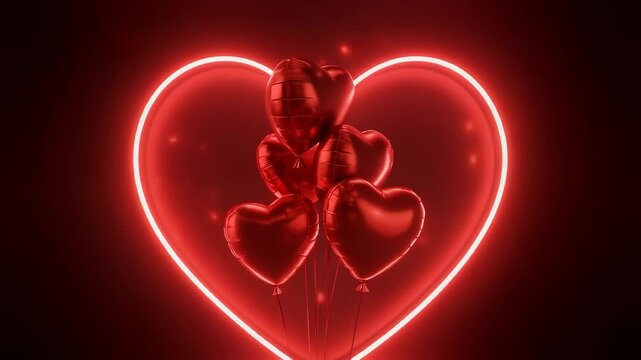 Red heart-shaped balloons romantic video
