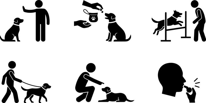 Dog training and pet care icons