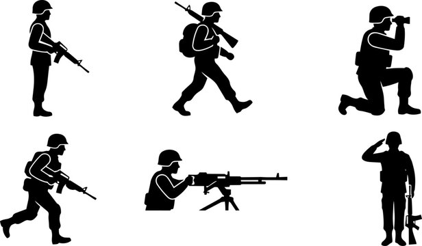 Military and soldier action icons