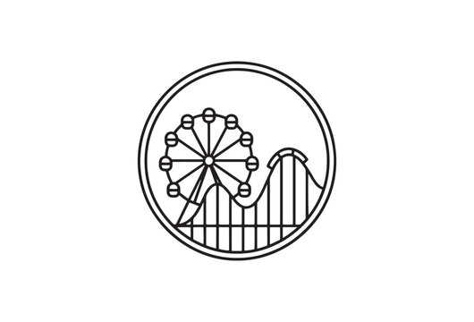 amusement park icons, carnival vector, fairground symbols, theme park illustrations