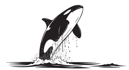 Orca, killer whale, jumping, black and white, vector illustration, ocean animal, sea creature © হরি চাঁদের চাঁদ