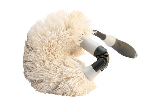 Flexible microfiber duster with a bendable head isolated on transparent background