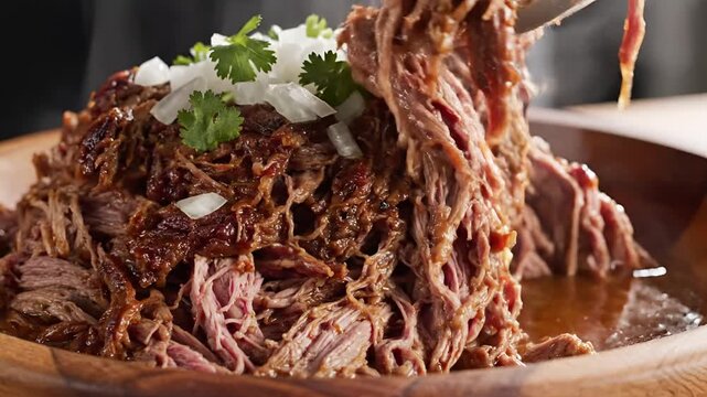 Delicious Shredded Beef Dish with Fresh Toppings.