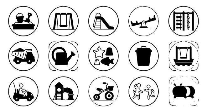 Children playground and sandbox icon collection vector illustration