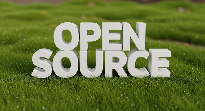 Open Source Text on Lush Green Grass Background