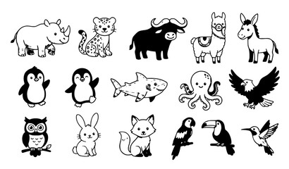 Cute Farm and Wild Animal Cartoon Character Vector Illustration Collection © Songkari