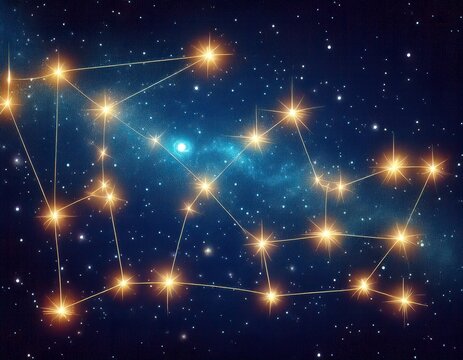 leo constellation on a dark blue starry sky