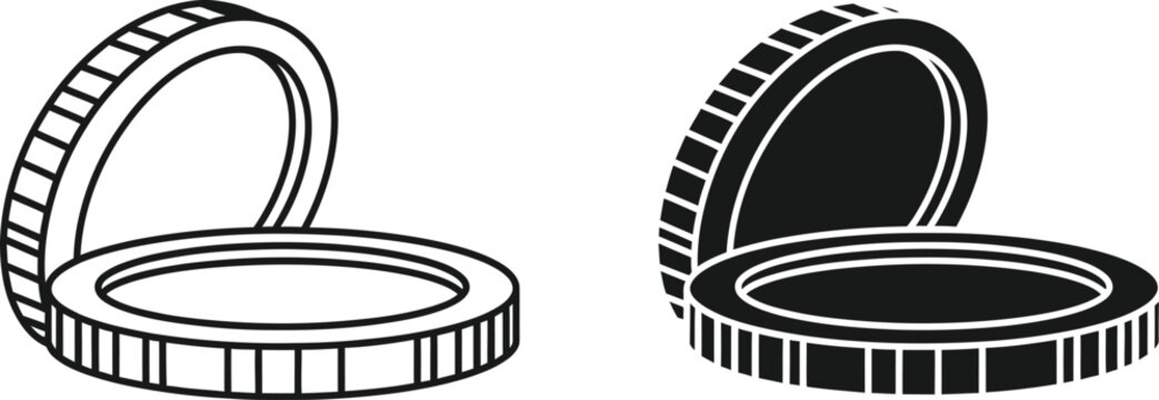 Close-up of a Black and White Coin Illustration on White Background