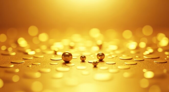 Abstract luxurious golden background with soft focus circular bokeh lights creating a warm festive celebration texture, overlay, christmas, luxury