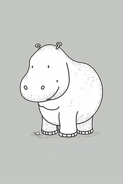 A fun and friendly hippo illustration with bold outlines, perfect for easy and enjoyable colouring.