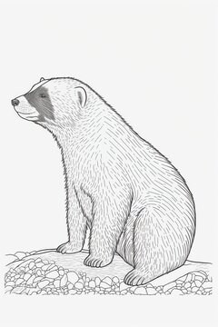 A bold honey badger illustration with clean lines, ideal for wildlife-themed colouring fun.