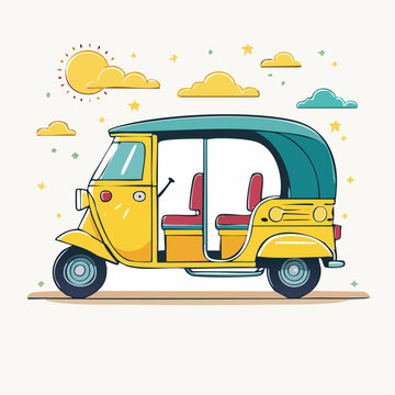 Yellow Tuk-Tuk Illustration