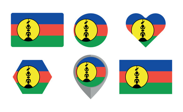 new caledonia kanaky flag icon set for travel apps and patriotic vector country symbol collection