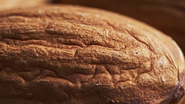 Closeup Macro Shot of Rustic Bread Crust Texture.