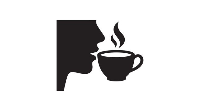 Woman Drinking From Cup Silhouette female profile