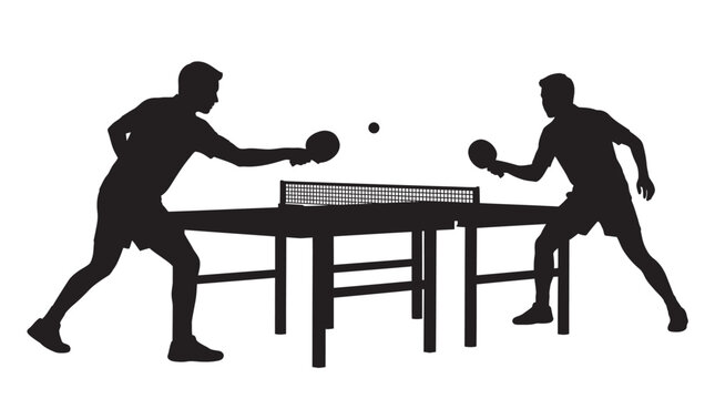 Table Tennis Players And Equipment Silhouette ping