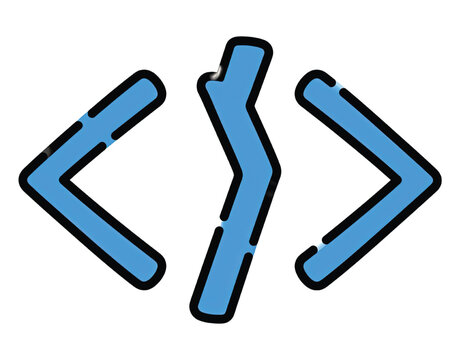 Blue coding symbols on white.