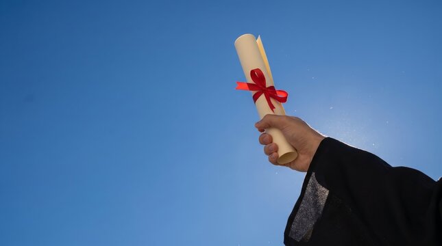 Graduation celebration success at diploma ceremony clear sky academic achievement
