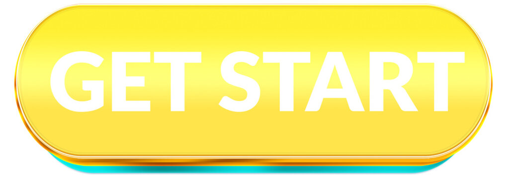 
Yellow 3D Get Started Button PNG with Metallic Gold Edge and Cyan Accent &mdash; Landing Page UI Element