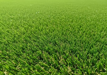 Obraz premium Vibrant green synthetic turf photographed in bright sunlight showcasing uniform texture, durability, and low maintenance features for landscaping, fresh, commercial, flooring