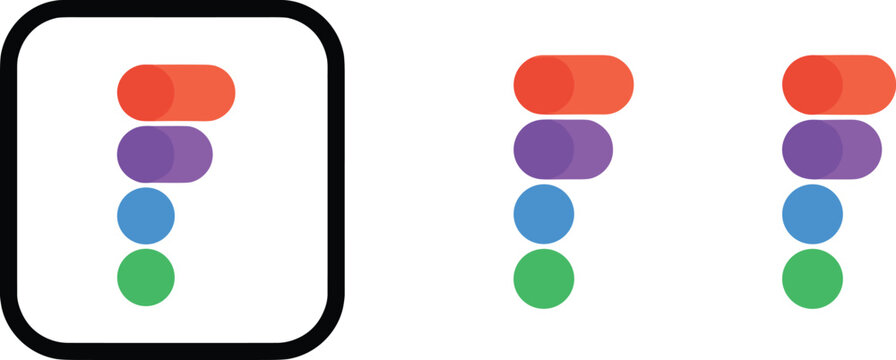 Vector illustration of stylized F‑shaped icons representing design, creativity, and digital themes