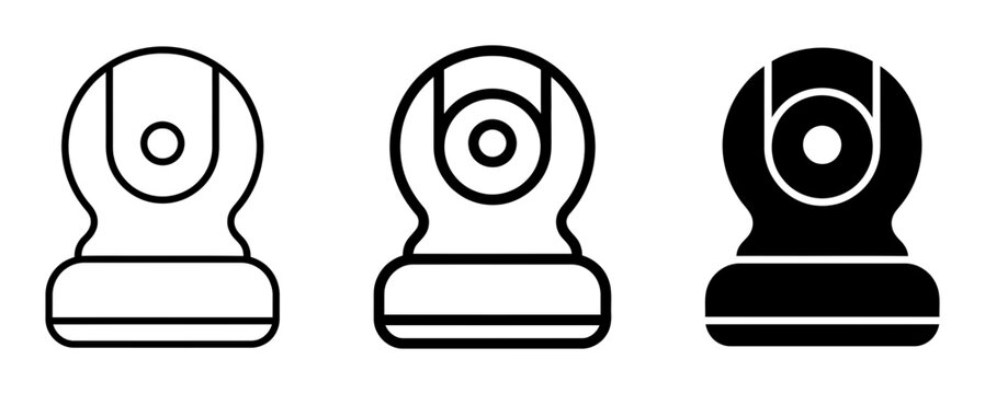 Security camera icons, CCTV camera symbols, surveillance camera graphics, vector