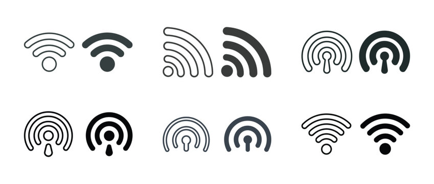 Wifi icon set. wireless and podcast signal symbol collection in vector.