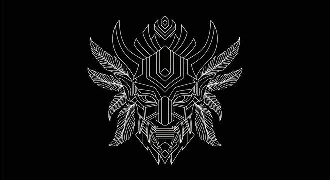 Abstract geometric mask design on black