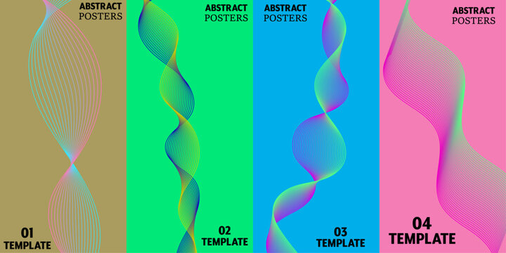 Abstract Posters Set, Futuristic backgrounds vibrant line creative graphic design. Vector illustration.