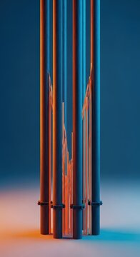 Deep foundation pilings providing essential support and resilience for a large construction project, ensuring stability, pillar, robust, deep