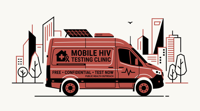 Mobile HIV Testing Clinic Van Offering Free Confidential Tests.