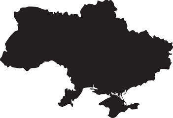 Fototapeta premium Black silhouette map of Ukraine simple vector illustration for graphic design and informational purposes isolated on white background