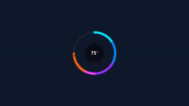 Dynamic motion featuring colorful circular progress indicators with changing percentages for engaging visual effects.